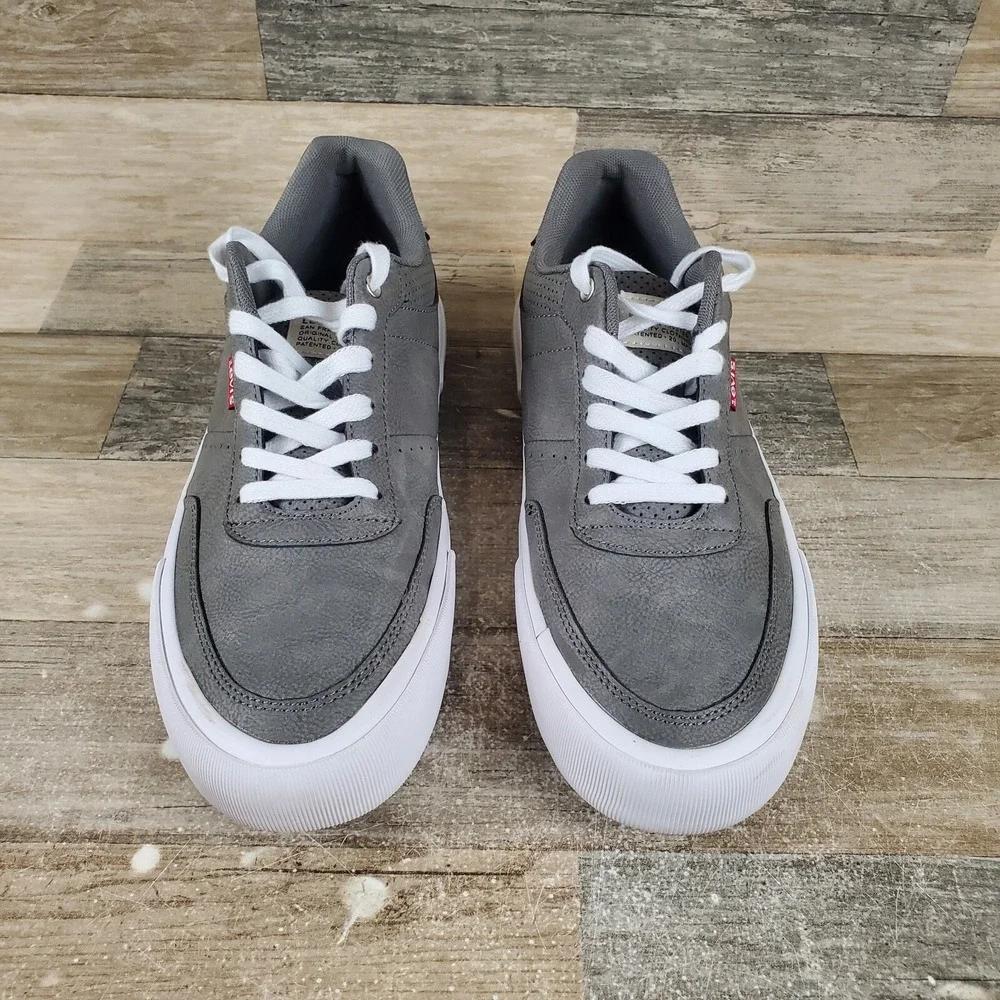 Levis Munro SC Shoes Mens Sz 9 Athletic Gray White Lace-Up Fashion Sneakers